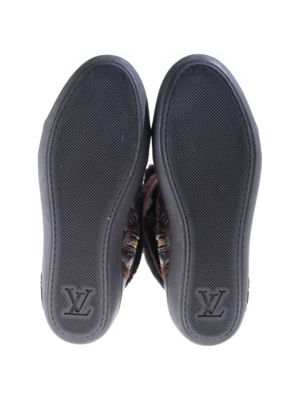 Louis Vuitton Monogram Polka Shearling Paneled Long Boots Flat Shoes